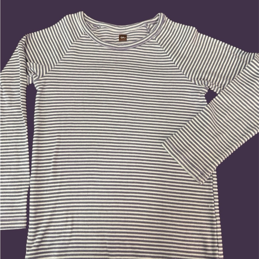 Tea Collection lavender and White Striped Tee
